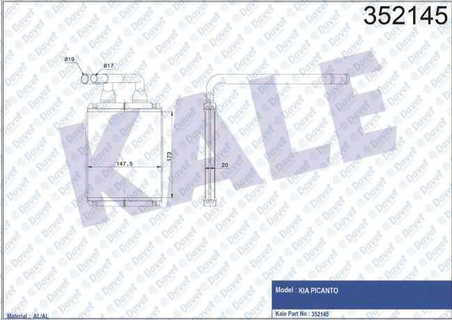 KALE 352145 Kalorifer Radyator Kia Picanto 1.0-1.1 04>